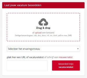 Vacatureteksten kun je uploaden maar ook via een url of de complete tekst erin plaatsen