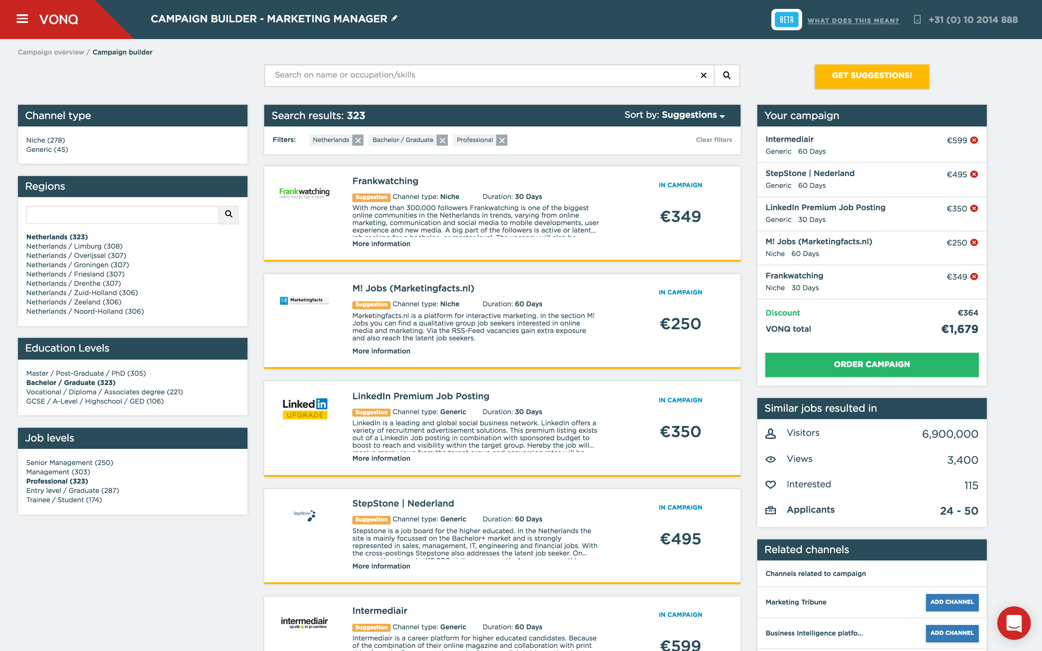 Online marketing tool voor vacatures / Job Marketing Platform (VONQ)