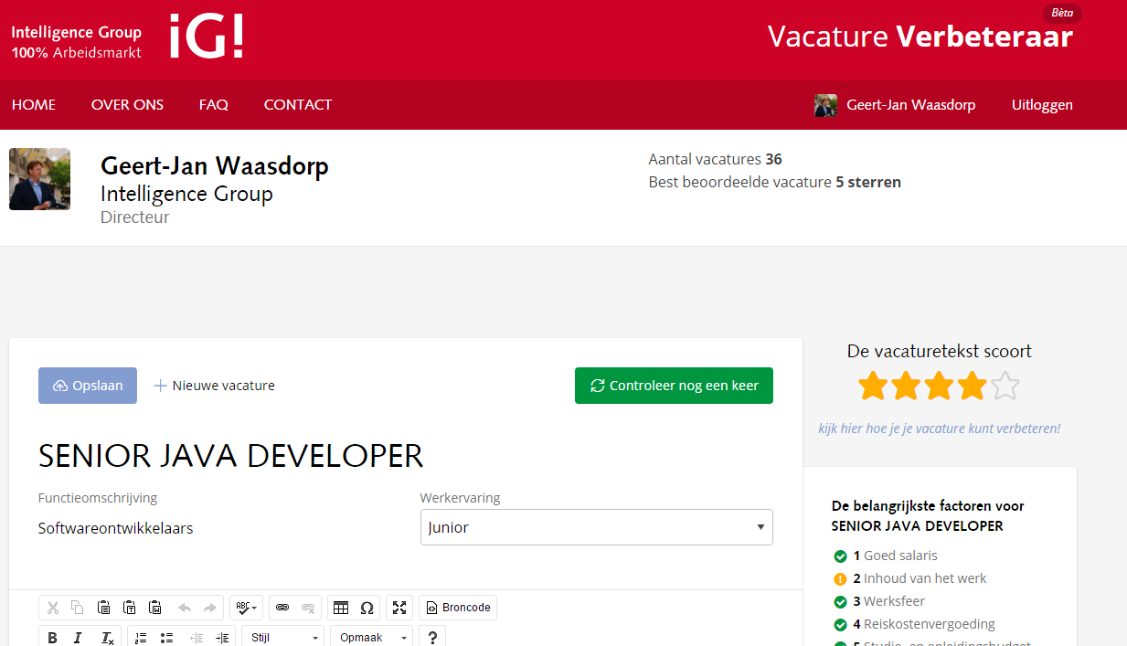Doelgroep gerichte vacatureteksten (Intelligence Group)