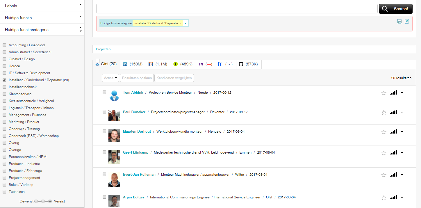 Software voor Recruitment, HR adviseurs en Loopbaanbegeleiding (Gini Solutions)