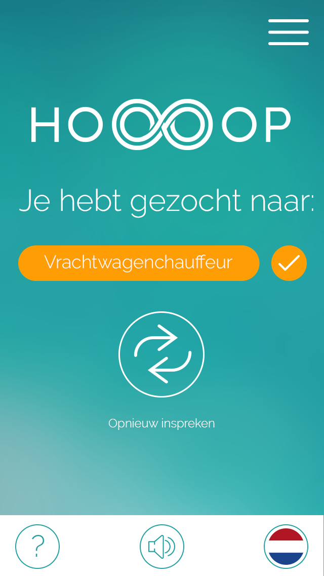 Voicegestuurd vacatures zoeken voor niet-native taligen en analfabeten (Hoooop.nl)