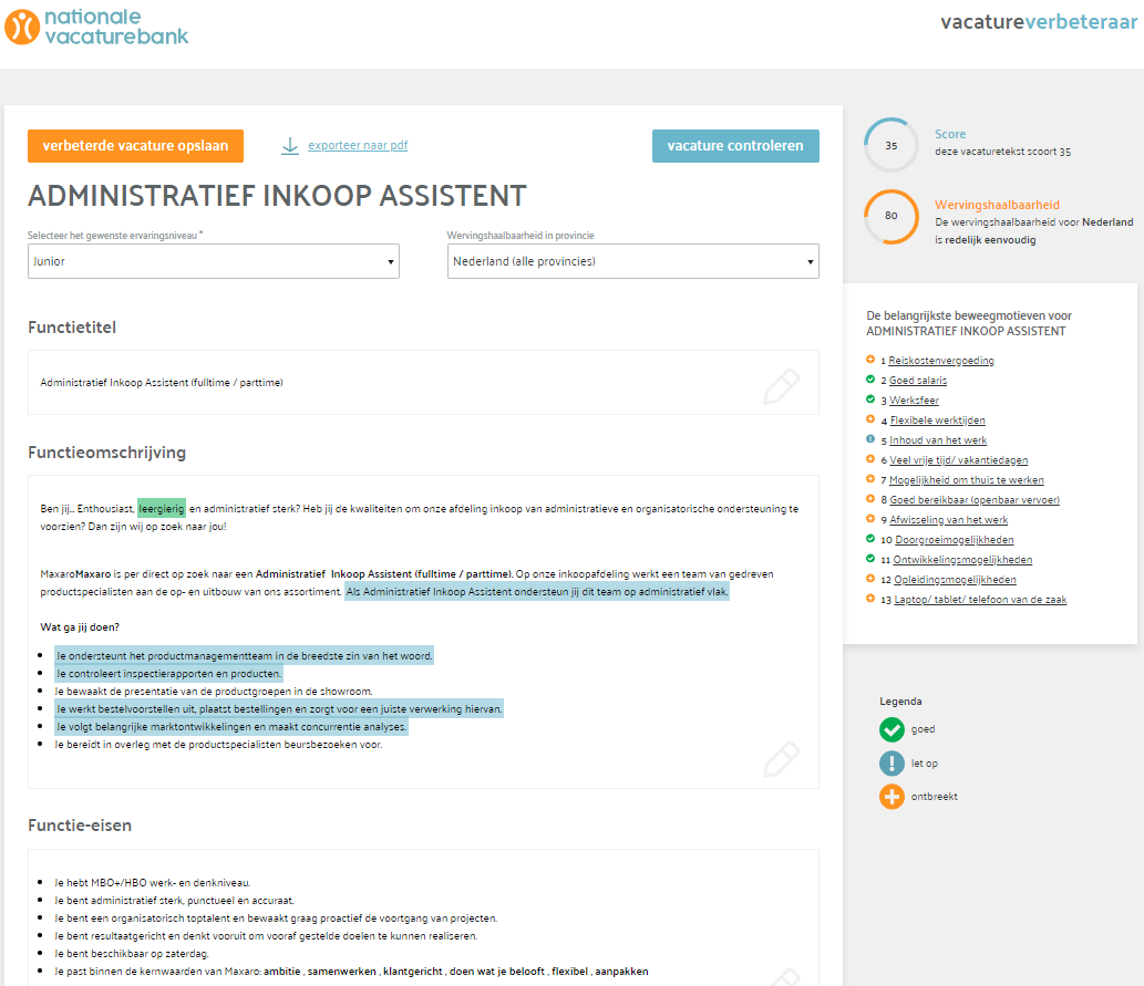 Conversieboost door geïntegreerde tool om vacatureteksten te verbeteren (Persgroep/Nationale Vacaturebank)