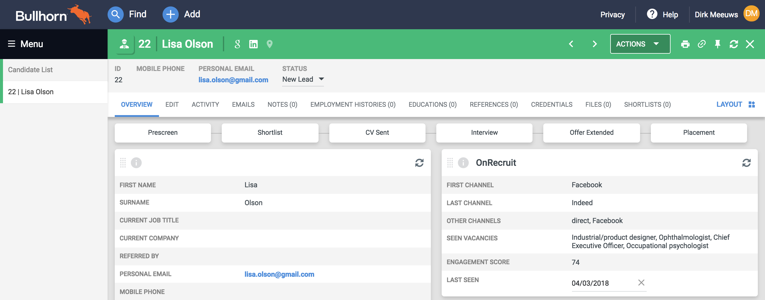 Verrijking van ATS data – wie van mijn kandidaten is in de markt? (OnRecruit)