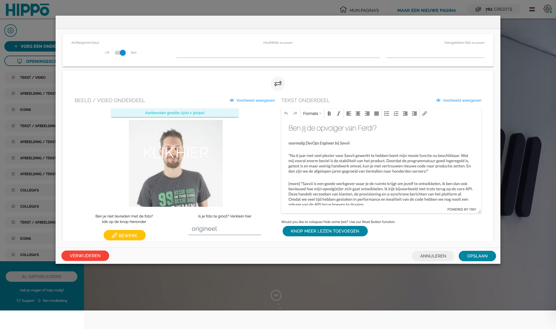 Online tooling om visueel aantrekkelijke vacature landingspagina’s te maken (HippoPage)