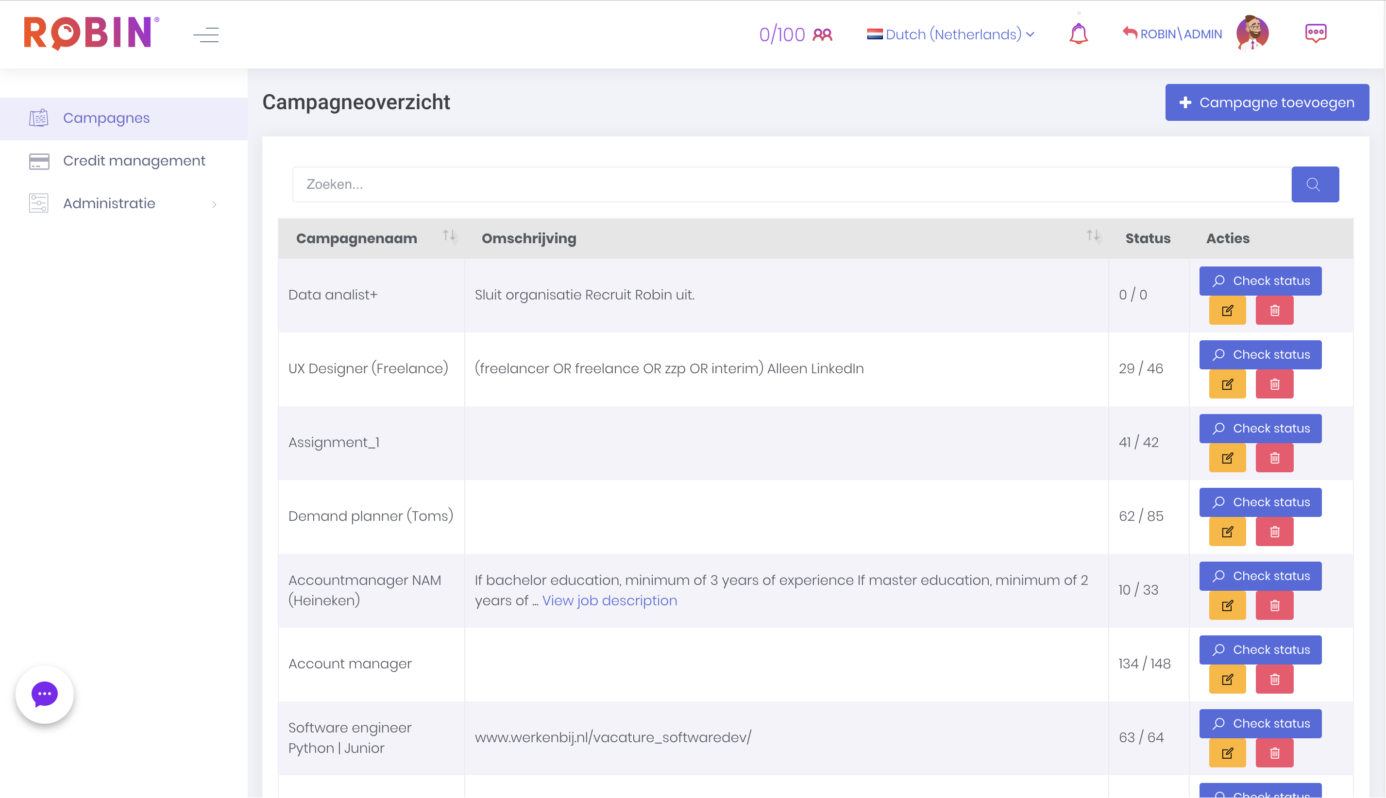 A.I. sourcing tool (Recruit Robin)