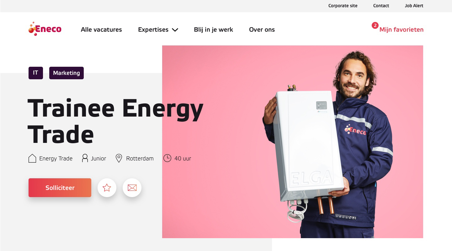 Dynamische vacaturepagina met een unieke candidate experience per vacature (Eneco)